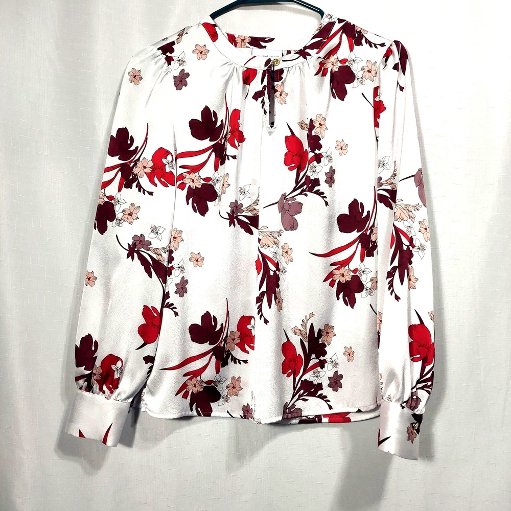 Liz Claiborne Womens Petite S Blouse Long‎ Sleeve Lightweight Keyhole Polyester